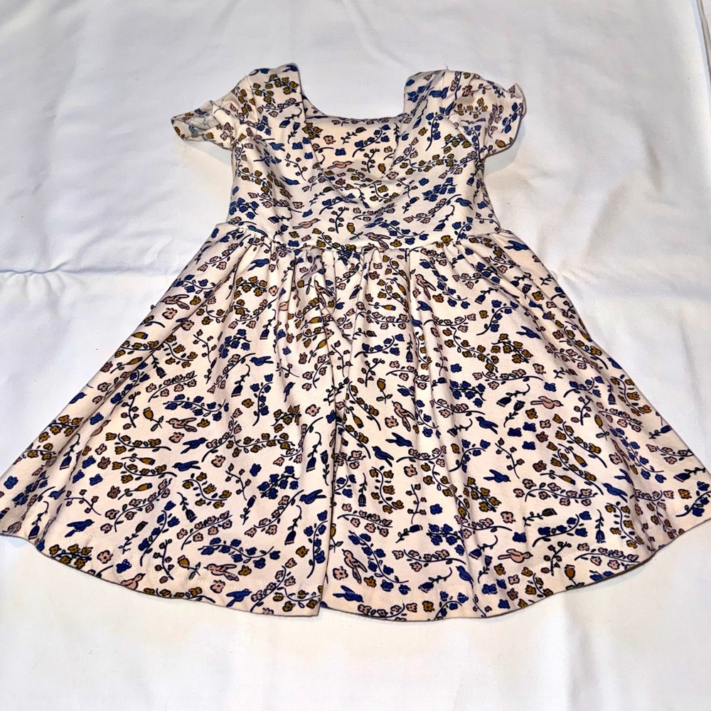 Floral Kids Dress in Cream and Blue